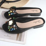 Slippers Women's New Women's Half Slippers Outer Wear Set Feet Fashion Rhinestone Flat Heelless Women's