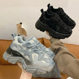 Women Sneakers Fashion Mesh Chunky Sneakers Casual Shoes Autumn Reflective Comfortable Thick Sole White Dad Flats Platform