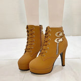 Breakj New Large-Size Martin Boots Women Fashion Zip Side Zipper Ultra-High And Solid Color Small Short