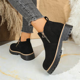 Breakj Round Head Side Zipper Martin Boots Short Boots Coarse And New Autumn And Winter Large-Size Women's Short