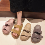 Breakj New Korean Version Of Fish Mouth Thick Bottom Leisure Side Buckle Boken Foot Outside Wearing Beach Slippers