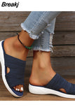 Summer Slippers Women Slides Solid Color Wedge Mesh Breathable Ladies Shoes Open Toe Platform Female Outdoor Fashion