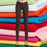 Top Quality Women Pencil Pants Slim Trousers Woman Jeans Solid Girls Sweet Candy Color Femme
