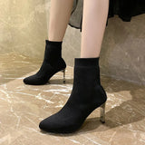Socks, Boots, Women's Heels, 2024 Autumn And Winter New High Heels, Elastic Boots, Flat Heels, Woolen Boots, Fashionable Leisure