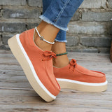 Women's Shoes 2023 Autumn New Short Boots Muffin Thick Soles High-Soled Bare Boots Leisure Retro Deep-Mouth Lace-Up Single