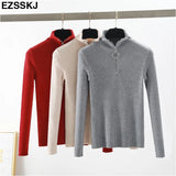 Zipper Sweater Women Turtleneck Solid spring autumn female Knitted sweater Pullovers long Sleeve chic Soft Jumper