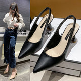 Breakj Spring And Summer New Sharp-Headed High-Heeled Shoes Women's Fine Heel Head Sandals Behind The Empty Light Single