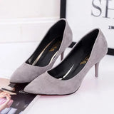 Breakj Shoes Light-Mouthed Sharp Single Shoes Fine Heel Velvet Large-Size High Heels Women's