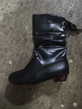 Breakj Autumn And Winter Student Knight Boots Low And Round Head After The Tie Warm Medium Boots