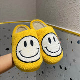 for Woman 2021 Happy Face Slippers of Curly Fluffy Fur Plush Sock Smile Embroidery Indoor Slip-on