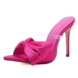 Station Pointed High Heels Big Bow Fine With Cool Slippers Long-Term Spot