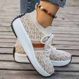 Breakj New Large-Size Women's Thick-Bottomed Flying Sneakers Comfortable Breathable Running Sneakers