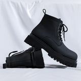 Breakj Kong Wind Tooling Boots Male Fashion Autumn New Handsome Black Locomotive Ankle Boots British Wind Martin Boots