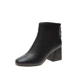 Spring Autumn Season Leather New Back Zipper Versatile Women Solid Color Fashion Boots High Heels Women's Shoes