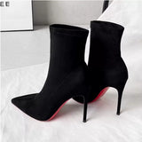 Breakj And Thin Boots And Velvet Short Boots Female Pointed Socks Boots New Korean Version Of High And Leisure Autumn Winter Wind Apricot