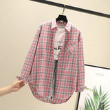 Blouses Shirts Tunic Womens Tops 2020 Long Sleeve Clothing Button Up Down Plaid New Fashion Autumn Turn-down Collar