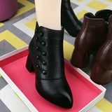 Breakj Fall And Winter New Pointed Side Zipper With Thick Heel Short Tube Large Size Fashion Women's
