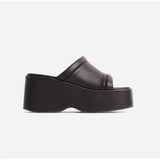 Women's Slippers Square Toe Pu Leather Platform Ladies Shoes Summer 2022 Fashion Thick Bottom Female Slipper Woman