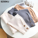 Elastic Waist BUTTON Trousers Thick Knitted Harem Pants Autumn Winter Sport pants sweater Knitted Carrot