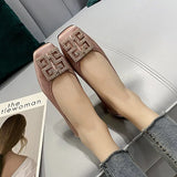 Buckle Flats Ballet Shoes Women Slip on Shallow Mouth Moccasins Elegant Women's Loafers Party Leather