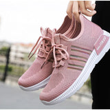 Sneakers Knitted Lace Up Summer Sneakers Women Sock Shoes Light Breathable Female Vulcanized Shoes Ladies Running