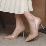 Breakj High-Heeled Women 2025 New Small Fragrant Temperament Tips Inside The Height Of High-Soled Shoes Patent Leather Single
