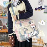 Women's backpack New nylon Kawaii Backpacks for women Cute badge School backpack for girls fashion Shoulder bag 2021 Women's
