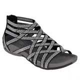 Women Shoes 2021 Leopard Round Toe Hollow Wedges Sandals Casual Closed Toe Flat Rome Sandals Zapatillas