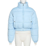 2022 Fall Winter Fashion High Collar Black Blue Coat Casual Parkas Long Sleeve Warm Women's Spring Winter