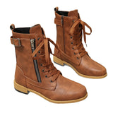 Breakj Women's Autumn And Winter New Martin Boots Fashion Solid Color Side Zipper Low-Heeling Mid-Sleesize