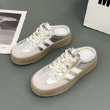 Slippers Women Wear A Pair Of White Shoes With Thick Soles Without Heels In