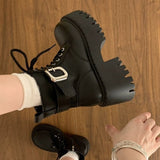 Breakj Boots Women's Thick Background Increased In 2025 New Autumn And Winter Retro Locomotive Boots Small Thick And Short