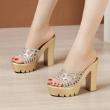 Thick-Heeled Slippers Women's Thick-Soled Waterproof Platform Fish Mouth 2023 New Summer Fashion Women Wearing Hollow-Out Sandals And