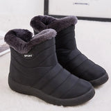 Boots Women Waterproof Snow Boots Thick Fur Winter Shoes Plus Size Ankle Boots Female Women Shoes Low Heels Botas