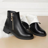 ankle boots for women zip deco leather booties woman winter 2022 waterproof rain snow boots autumn winter