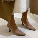Breakj Short Boots Women Autumn And Winter Commute High And Bare Boots Korean Version Of Thin Skinny Boots Tips And Elastic Socks