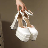 Breakj Ultra-High Heel Sandals Waterproof Table Thick-Soled Thick Heel Hate Tiangao Show Women's Shoes Silk And Satin Main Wedding Shoes