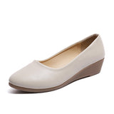Fall New Women's Singles Shoes Slope Heel Comfortable Pointy Pea Shoes Middle Heel Working Mother Shoes
