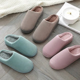 Winter Keep Warm Slipper Home Plush Slides Solid Color Women Warm Indoor Beadroom Hourshold Shoes Men Cotton