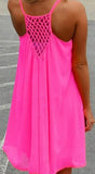 Chiffon Mini Dress Women Summer Beach Sleeveless Fluorescence Female Clothing