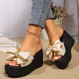 Breakj Bottom Round Head Fashion 2024 New Summer Bow Large Size Women's Slope And