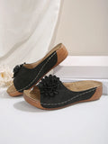 Breakj Size Women's Shoes Spring / Summer 2025 New Slope Heel Open Toe Wearing Slippers Female
