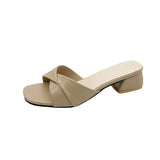 Breakj Small Square And Slippers Women 2025 Summer New Korean Version Of The Word Slippers Women's Literature And Art Simple External Wear
