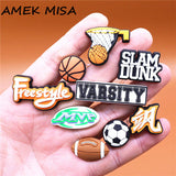 Ball Game Style PVC Shoe Charms Decorations Mini Basketball Soccer Rugby Designer Shoes Buckle Accessories Croc