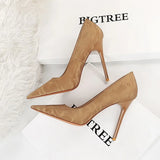 Breakj Retro High Heel Shallow Pointed Thin Heel Super High Heel Sexy Nightclub Women's Shoes High Heels Single