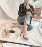 Women Sandals Shoes High Heels Leather Peep Toes Buckle Strap Woman Party 2021 Spring Summer Fashion New Arrival Size