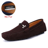 Handmade Men Loafers Luxury Genuine Leather Casual Shoes Comfortable Soft Driving Shoes Warm Fur Plus Office