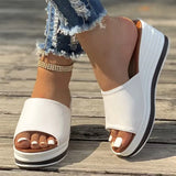 Breakj And Summer New Fish Mouth Slope And Slippers Women Wear Loose Cake Thick Bottom One-Word Drag Large Size Women Cold