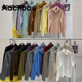 Autumn Winter Women Knitted Turtleneck Wool Sweaters 2021 Casual Basic Pullover Jumper Batwing Long Sleeve Loose