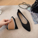 Women Pointed Shallow Flat Heel Shoes Fashion Loafers Soft Bottom Ballet Flats Classic Knit Mesh Non-slip Sole Barefoot